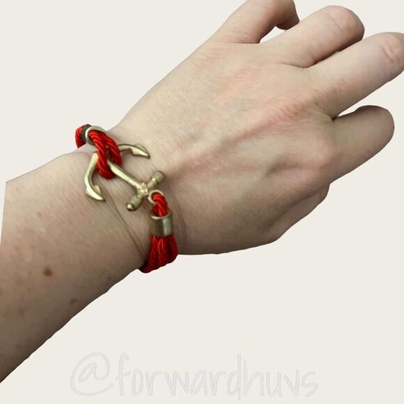 Bundle Sale 3 for $15 | Red Rope Anchor Bracelet | Silver Tone Hardware - Picture 1 of 10